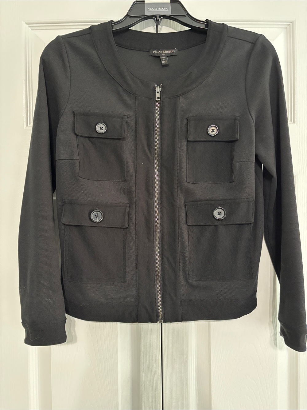 Banana Republic Black Zip Pocket Blazer